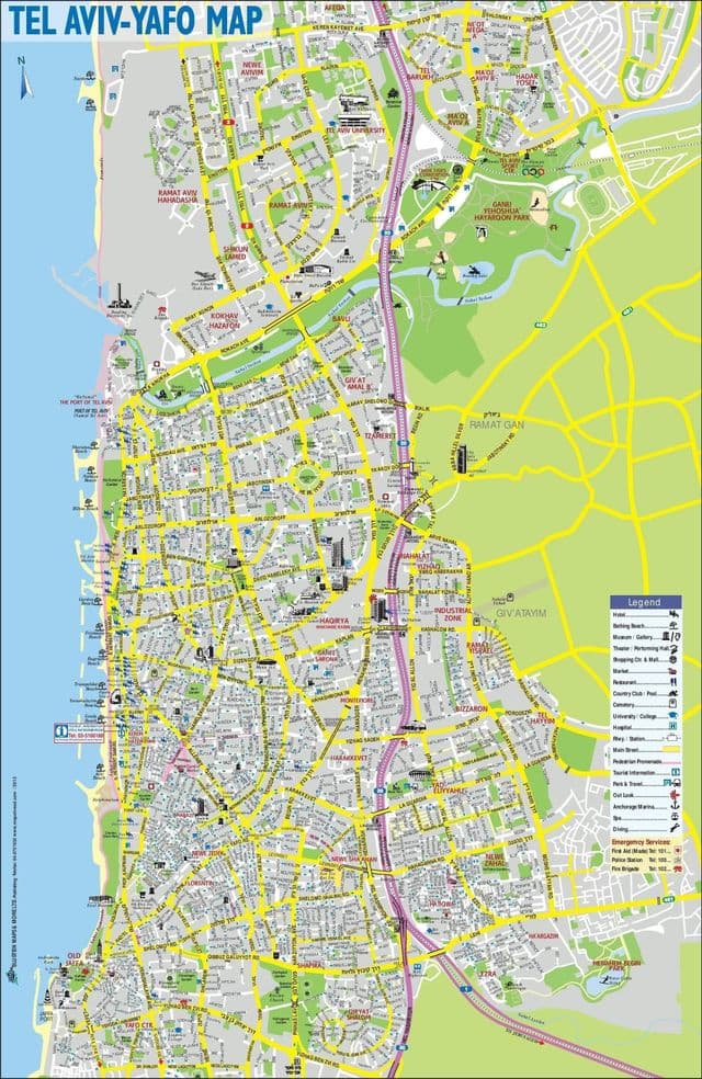 Mapa da cidade de Tel Aviv