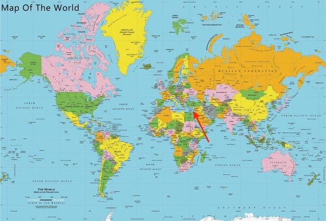 Localização de Tel Aviv no mapa mundial