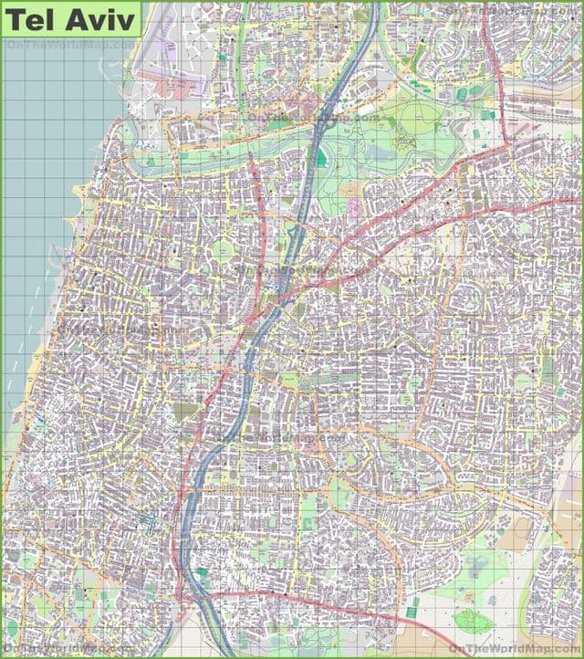 Mapa das ruas de Tel Aviv